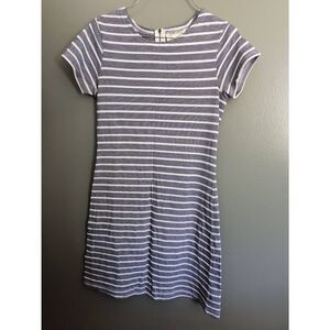 STS Sail to Stable Women's Size XS Grey White Striped Short Sleeve Mini Dress
